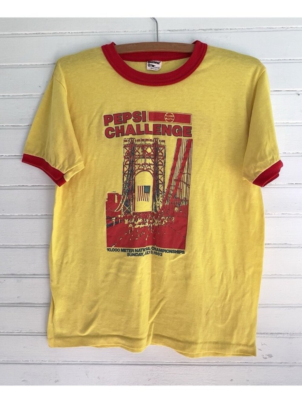Vintage Single Stitch 1983 Pepsi Challenge National Championships Ringer T Shirt